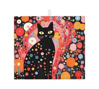 Tappetino scolapiatti per cucina YTUOPWE Polka Dot Cat Picture Ultra assorbente, reversibile ed elegante tappetino da cucina