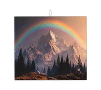 Tappetino scolapiatti per cucina YTUOPWE Rainbow Behind The Mountains Picture Ultra assorbente, reversibile ed elegante tappetino da cucina