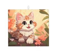 Tappetino scolapiatti per cucina YTUOPWE rosa gatto cartone animato immagine ultra assorbente, reversibile ed elegante tappetino da cucina