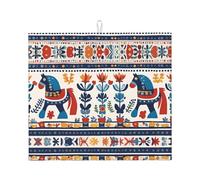 Tappetino scolapiatti per cucina YTUOPWE svedese Dala Horse Folk Picture Ultra assorbente, reversibile ed elegante tappetino da cucina