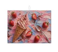 Tappetino scolapiatti per gelato alla fragola, per cucina, con motivo a vortice, assorbente, in microfibra, per bancone della cucina, 45,7 x 61 cm