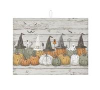 Tappetino scolapiatti per Halloween per bancone della cucina, cappello da strega con zucca vintage, assorbente, tappetino scolapiatti in microfibra autunnale per decorazione bancone della cucina, 45,7