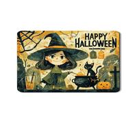 Tappetino scolapiatti per Halloween per bancone della cucina, carino strega, gatto, zucca, in gomma assorbente, tappetino scolapiatti in pelle PU per decorazione bancone della cucina, 30,5 x 50,8 cm