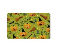 Tappetino scolapiatti per Halloween per bancone della cucina, divertente zucca e scopa da strega, in gomma assorbente, tappetino scolapiatti verde festivo per decorazione bancone della cucina, 30,5 x