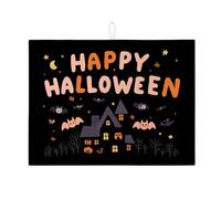 Tappetino scolapiatti per Halloween per bancone della cucina, motivo casa infestata spettrale, assorbente, scolapiatti in microfibra, tappetino festivo per asciugare il bancone della cucina, 45,7 x 61