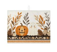 Tappetino scolapiatti per Halloween per bancone della cucina, motivo fantasma di zucca autunnale, assorbente, tappetino scolapiatti in microfibra, accogliente tappetino per asciugare il bancone della