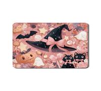 Tappetino scolapiatti per Halloween per bancone della cucina, tappetino in gomma assorbente con gatto e cappello da strega, grazioso motivo pesca per decorazioni festive, 30,5 x 50,8 cm