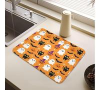 Tappetino scolapiatti per Halloween, zucche, fantasmi, streghe, caramelle | Tappetino scolapiatti per cucina, facile da pulire, tappetino scolapiatti e accessori per piano di lavoro