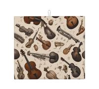 Tappetino scolapiatti per Kitchen AKGFFDS Musical Instruments World Printing Ultra assorbente, reversibile ed elegante tappetino da cucina