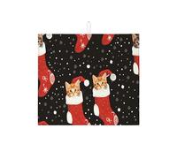 Tappetino scolapiatti per la calza della Befana di Natale per bancone della cucina, tappetino assorbente rosso e nero, tappetino scolapiatti in microfibra per le vacanze, 40,6 x 45,7 cm