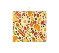 Tappetino scolapiatti per la colazione per bancone della cucina, tappetino assorbente per scolapiatti giallo con stampa alimentare, tappetino scolapiatti in microfibra primaverile per cucina, bar