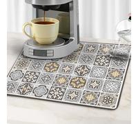 Tappetino scolapiatti per macchina da caffè, scolapiatti, design retrò, assorbente e impermeabile, protegge da umidità e graffi, accessorio moderno per la tua cucina (grigio, 30 x 40 cm)