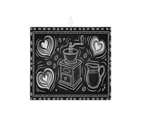 Tappetino scolapiatti per macina caffè, lavagna, motivo a cuore, assorbente, moderno e accogliente, in microfibra, per bancone della cucina, 40,6 x 45,7 cm
