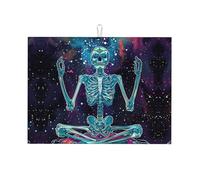 Tappetino scolapiatti per meditazione con scheletro spaziale, in microfibra, grande tappetino scolapiatti per bancone della cucina, tappetino super assorbente, tappetino scolapiatti facile da pulire