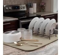 Tappetino scolapiatti per piano cucina, tappetini scolapiatti assorbenti in microfibra, tappetino scolapiatti per utensili, piatti, pentole e padelle 40,6 x 45,7 cm (Crema)