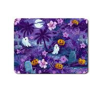 Tappetino scolapiatti per piano di Halloween, per bancone della cucina, fantasma viola e zucca floreale in gomma assorbente scolapiatti tappetino scolapiatti tappetino in pelle PU autunno 45,7 x 61 cm