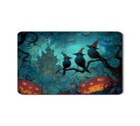 Tappetino scolapiatti per piano di Halloween, per bancone della cucina, spaventosi uccelli neri e zucca, tappetino scolapiatti in gomma assorbente, motivo strega, 30,5 x 50,8 cm