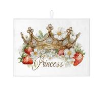 Tappetino scolapiatti per piano di lavoro con motivo floreale, motivo principessa, assorbente, in microfibra, per proteggere il piano di lavoro, 45,7 x 61 cm