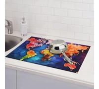 Tappetino scolapiatti per piano di lavoro della cucina, super assorbente, reversibile, in microfibra, protezione per piano di lavoro della cucina, mappa dei colori, tappetino scolapiatti 45,7 x 61 cm