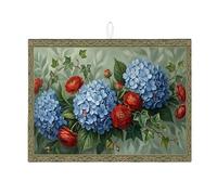Tappetino scolapiatti per piano di lavoro della cucina, tappetino scolapiatti assorbente con motivo floreale vintage blu, in microfibra botanica, protezione 45,7 x 61 cm