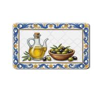 Tappetino scolapiatti per piano di lavoro della cucina, tappetino scolapiatti in gomma assorbente con motivo floreale blu, tappetino scolapiatti rustico in pelle sintetica per proteggere lo spazio