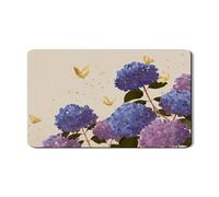 Tappetino scolapiatti per piano di lavoro della cucina, tappetino scolapiatti in gomma assorbente con motivo floreale blu viola ispirato alla primavera, tappetino scolapiatti in pelle PU 30,5 x 50,8