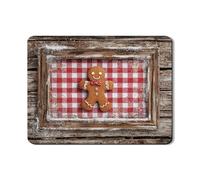 Tappetino scolapiatti per piano di pan di zenzero per bancone della cucina, tappetino per piatti in gomma assorbente a scacchi rossi rustici, tappetino per asciugatura invernale in pelle PU