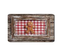 Tappetino scolapiatti per piano di pan di zenzero per bancone della cucina, tappetino per piatti in gomma assorbente a scacchi rossi rustici, tappetino per asciugatura invernale in pelle PU