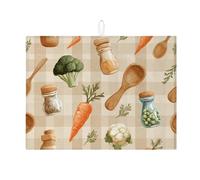 Tappetino scolapiatti per piatti da cucina, tappetino scolapiatti assorbente rustico, tappetino scolapiatti autunnale in microfibra, per proteggere lo spazio di cottura, 45,7 x 61 cm