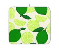 Tappetino scolapiatti per piatti di grandi dimensioni, a forma di cartone animato, ad asciugatura rapida, a prova di calore, accessorio per bancone della cucina, lime, limone, frutta, verde, 45,7 x 61