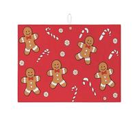Tappetino scolapiatti per piatti di pan di zenzero, per bancone della cucina, tappetino scolapiatti assorbente rosso festivo in microfibra divertente per feste per bar, 45,7 x 61 cm