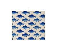 Tappetino scolapiatti per piatti di pesce per bancone della cucina, tappetino assorbente per scolapiatti blu oceano, tappetino estivo in microfibra per proteggere bar, 40,6 x 45,7 cm