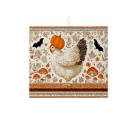 Tappetino scolapiatti per piatti di pollo autunnale per bancone della cucina, fantasioso zucca gallina assorbente scolapiatti tappetino scolapiatti tappetino in microfibra autunnale per decorazione
