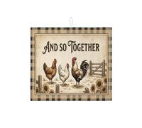 Tappetino scolapiatti per piatti di pollo in stile fattoria, tappetino assorbente vintage a quadri, tappetino in microfibra rustico per asciugare la decorazione della cucina, 40,6 x 45,7 cm