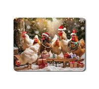 Tappetino scolapiatti per piatti di pollo natalizio, per cucina, animali della fattoria festiva, tappetino in gomma assorbente per scolapiatti in pelle sintetica per decorazione 45,7 x 61 cm