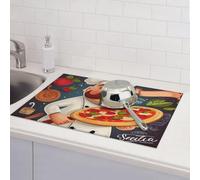 Tappetino scolapiatti per pizza da cucina, assorbente, in microfibra, reversibile, lavabile, 45,7 x 61,7 cm, facile da pulire, decorazione per casa, cucina, sala da pranzo, ufficio