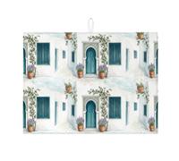 Tappetino scolapiatti per porta mediterranea, per bancone della cucina, motivo floreale, assorbente, in microfibra, motivo vintage, 45,7 x 61 cm