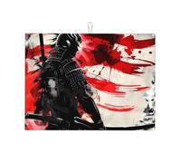 Tappetino scolapiatti per samurai giapponesi, tappetino assorbente per bancone della cucina, con bandiera giapponese, tappetino da caffè, protezione scolapiatti con anello per appenderlo, 45,7 x 61 cm