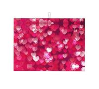 Tappetino scolapiatti per San Valentino, con stampa a cuore, assorbente, per cucina, antiscivolo, 45,7 x 61 cm