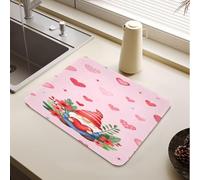 Tappetino scolapiatti per San Valentino, gnomi carini, cuori, amore | Tappetino scolapiatti lavabile tappetino scolapiatti essenziale per la casa