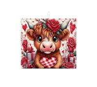 Tappetino scolapiatti per San Valentino, motivo mucca, per bancone della cucina, grazioso tappetino assorbente floreale, tappetino scolapiatti vintage in microfibra per decorazione, 40,6 x 45,7 cm