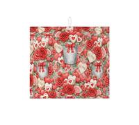 Tappetino scolapiatti per San Valentino per bancone della cucina, tappetino assorbente per scolapiatti con rosa rossa, romantico tappetino in microfibra floreale per bar, 40,6 x 45,7 cm