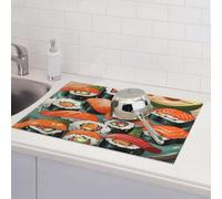 Tappetino scolapiatti per sushi, per bancone della cucina, assorbente in microfibra, reversibile, lavabile, 45,7 x 61 cm, per decorare la casa, la cucina, la sala da pranzo, l'ufficio