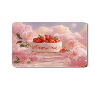 Tappetino scolapiatti per torta a forma di fragola, tappetino in gomma assorbente per bancone della cucina, tappetino in gomma assorbente floreale color pesca, tappetino di asciugatura in pelle PU per