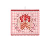 Tappetino scolapiatti per torta a fragole per bancone della cucina, tappetino assorbente per scolapiatti a quadretti rossi, tappetino in microfibra floreale per protezione del bancone della cucina