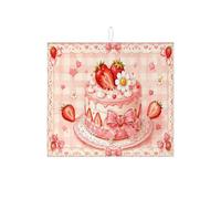 Tappetino scolapiatti per torta alla fragola e pesca, per bancone della cucina, tappetino assorbente con motivo a cuore, tappetino in microfibra primaverile per asciugatura per bar, 40,6 x 45,7 cm