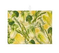 Tappetino scolapiatti per verdure per bancone della cucina, tappetino assorbente per scolapiatti con erbe verdi, tappetino in microfibra fresco di primavera, per bancone della cucina, protezione da