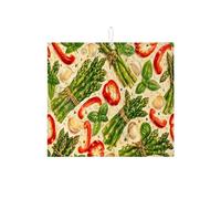 Tappetino scolapiatti per verdure, per cucina, asparagi verdi e peperoni rossi, tappetino assorbente in microfibra botanica rustica, per decorazione domestica, 40,6 x 45,7 cm