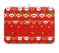 Tappetino scolapiatti personaggi natalizi e panno agrifoglio 40,6 x 45,7 cm per accessori da cucina assorbenti