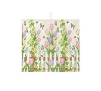 Tappetino scolapiatti primaverile floreale per bancone della cucina, tappetino scolapiatti assorbente con tulipani colorati, in microfibra, ispirato alla natura, per bar, 40,6 x 45,7 cm